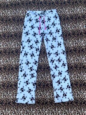 y2k skull & crossbones fuzzy pajama pants